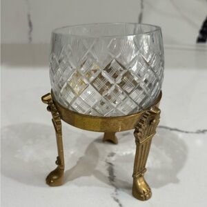 Crystal Glass with Gold Stand candle holder. Vintage